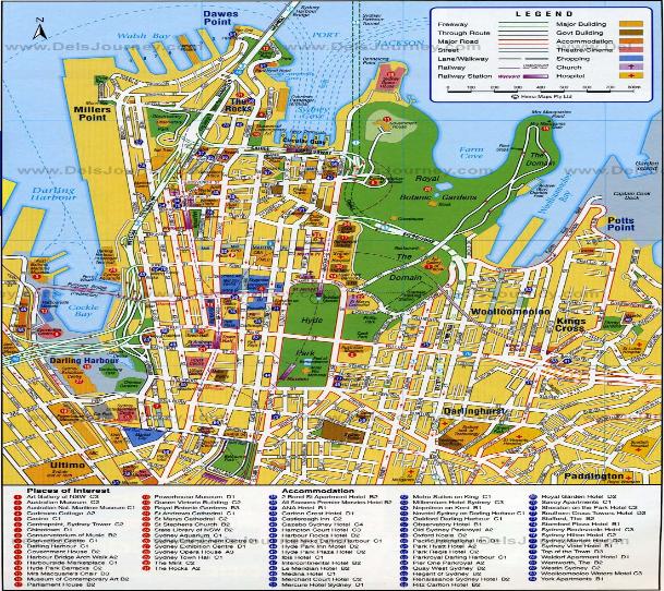 Free Sydney maps : Deatiled city street map of Sydney Australia